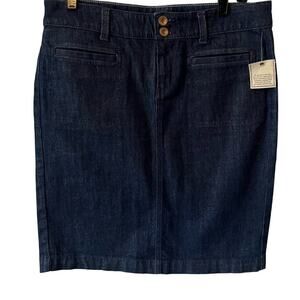 Banana Republic‎ Two Button/Zip Closure Dark Wash Jean Mini Skirt Sz 29R